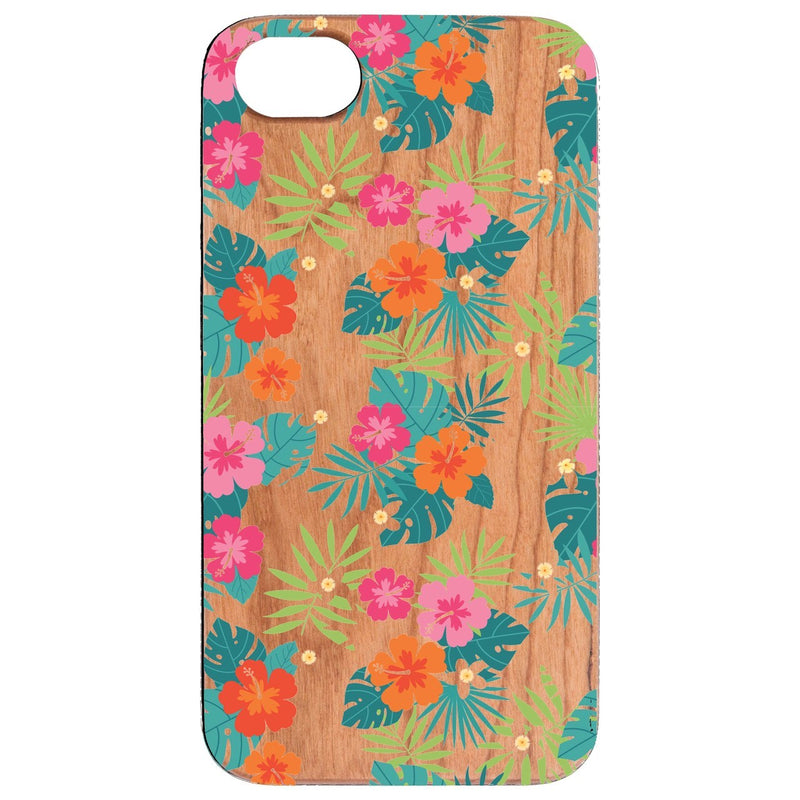 Tropical Flowers - UV Color Printed - Wooden Phone Case - IPhone 13 Models