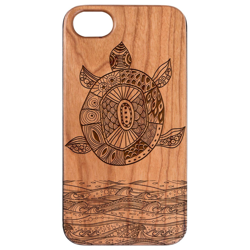 Turtle 2 - Engraved - Wooden Phone Case - IPhone 13 Models
