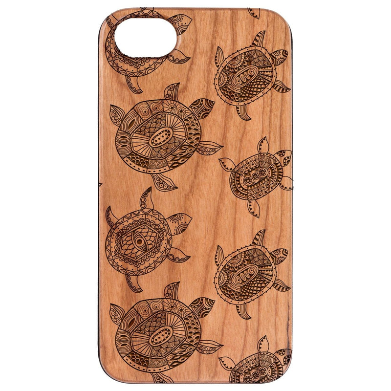 Turtle Pattern - Engraved - Wooden Phone Case - IPhone 13 Models