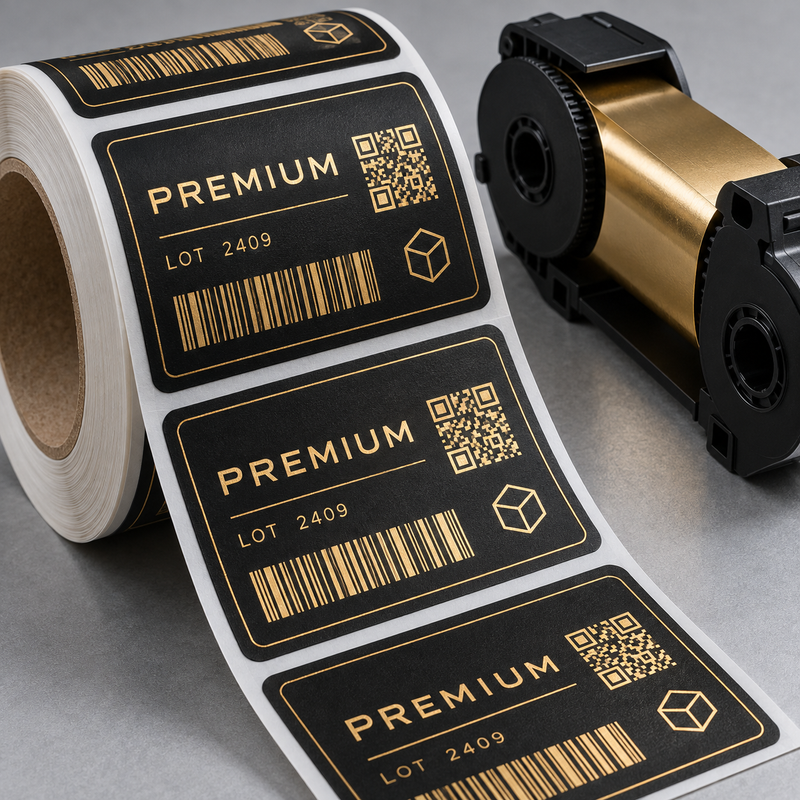 Metallic Gold on Dark Labels