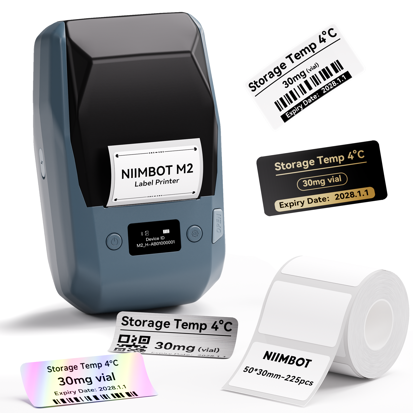 NIIMBOT M2 Label Maker with Tape 2 Inch Thermal Transfer Support Color Ribbon Printing Bluetooth Sticker Printer for Office Small Business School Home Cable Storage, Compatible with Phones & PC