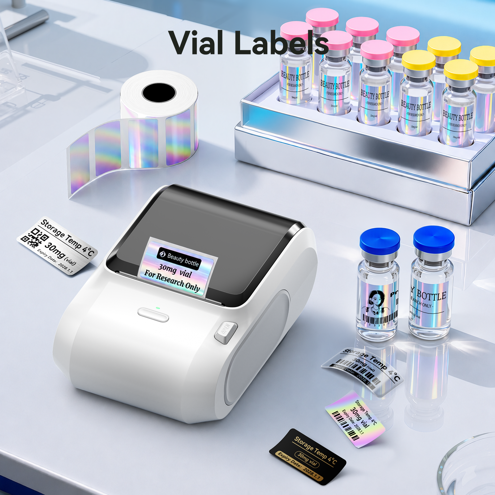 NIIMBOT M3 Label Maker Machine with Tape, 3'' Bluetooth Thermal Transfer Sticker Printer for Small Business Clothing, Address, Cable Storage, Compatible with Phones & PC(Not for 4x6 Shipping Label)
