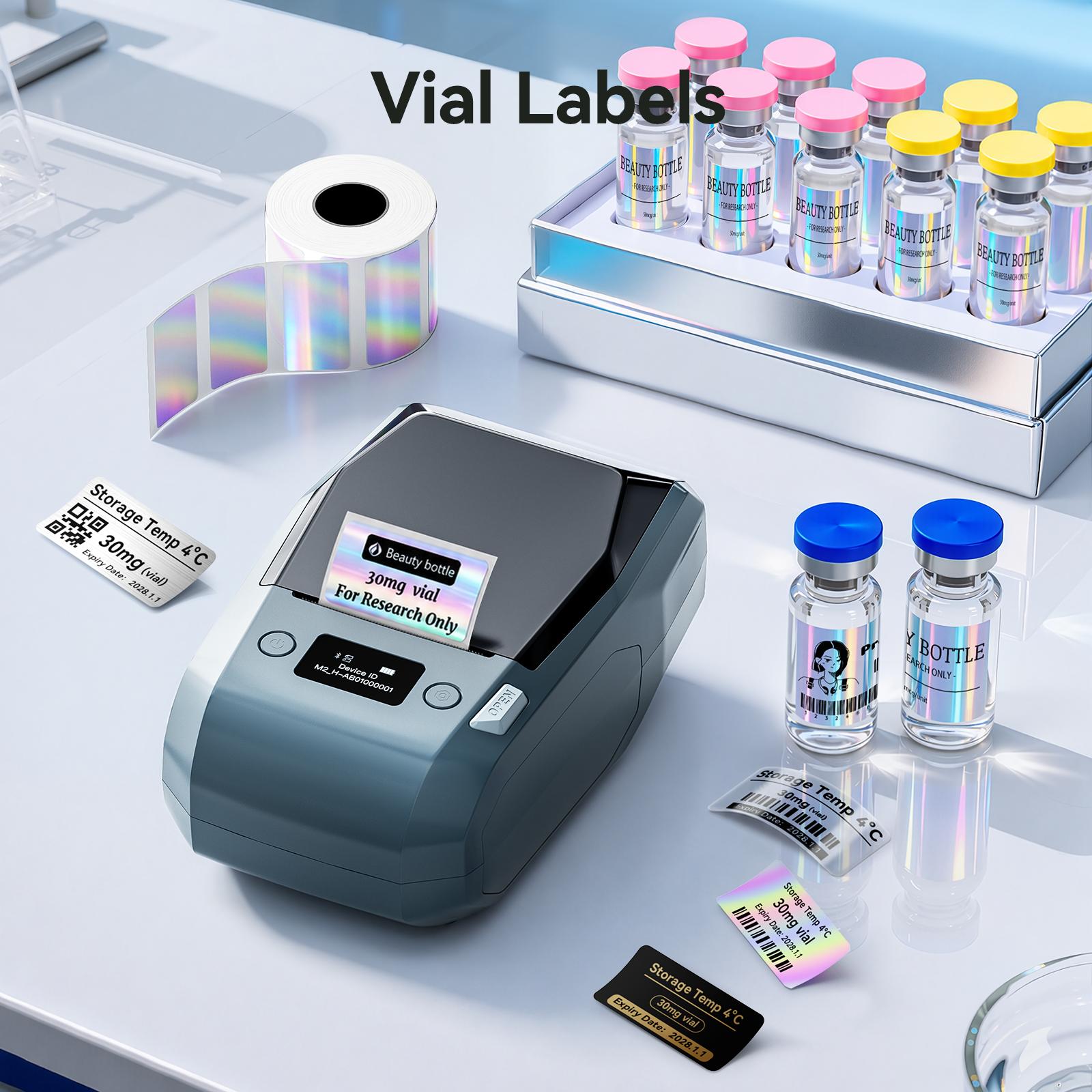 NIIMBOT M2 Label Maker with Tape 2 Inch Thermal Transfer Support Color Ribbon Printing Bluetooth Sticker Printer for Office Small Business School Home Cable Storage, Compatible with Phones & PC
