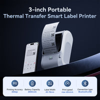NIIMBOT M3 Label Maker Machine with Tape, 3'' Bluetooth Thermal Transfer Sticker Printer for Small Business Clothing, Address, Cable Storage, Compatible with Phones & PC (Not for 4x6 Shipping Label)