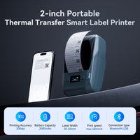 NIIMBOT M2 Label Maker with Tape & Ribbon 2Inch Thermal Transfer Support Color Ribbon Printing Bluetooth Sticker Printer for Office Small Business School Home Cable Storage, Compatible with Phones & PC