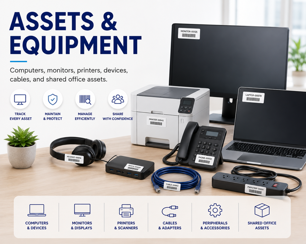 Office asset and equipment labels