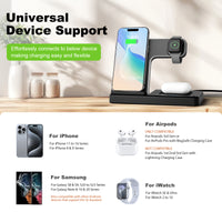 3 in 1 Wireless Charging Station for Apple Multiple Devices, Magsafe Fast Charge for iPhone 14 13 12 11 Pro Max XS XR X 8 Plus, for Watch 8 7 6 5 4 3 2 SE, for Air Pods 3 2 Pro, Black