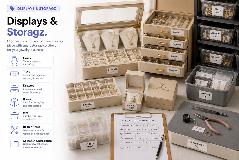 Jewelry display and storage labels