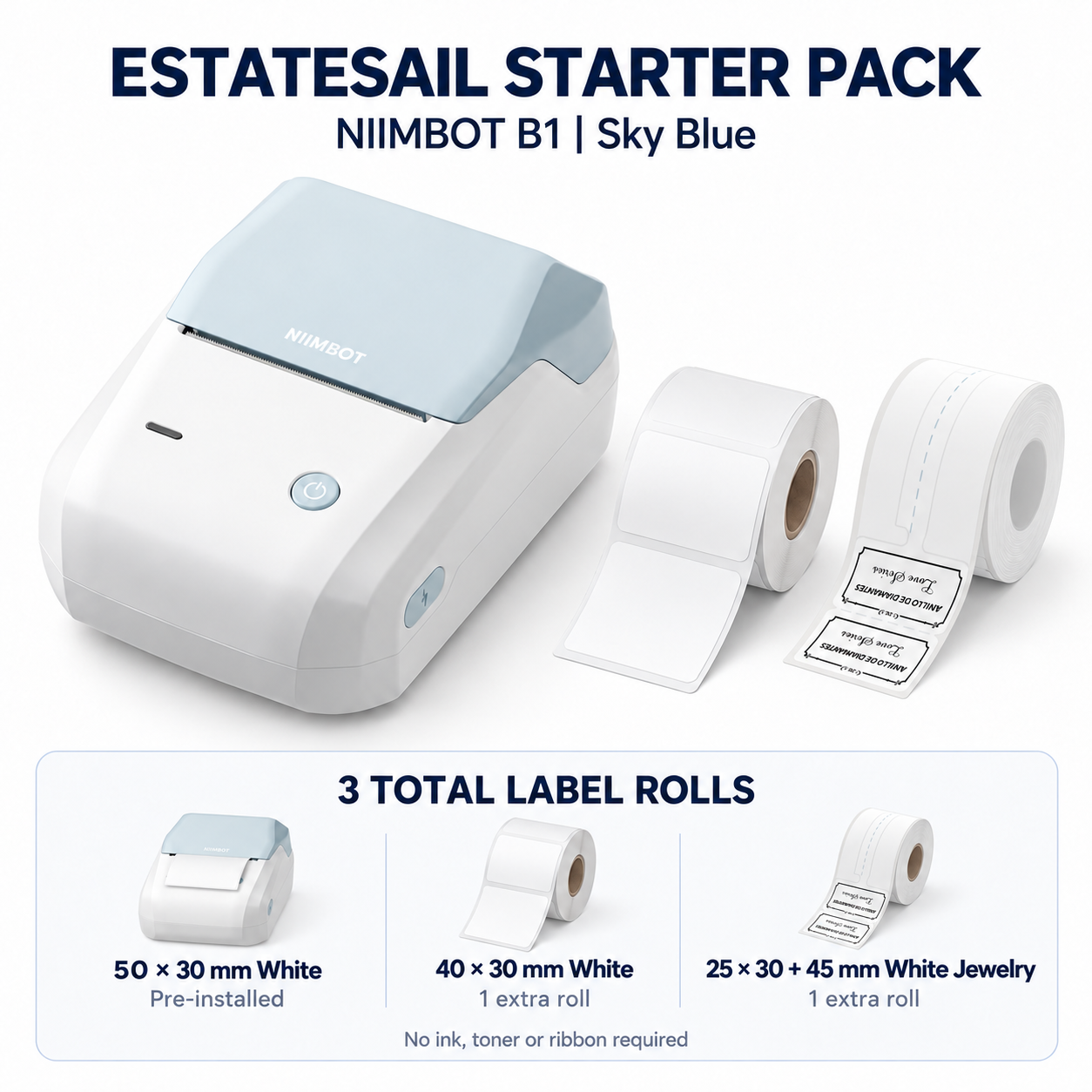EstateSail Starter Pack — NIIMBOT B1 Label Maker with 3 Label Rolls
