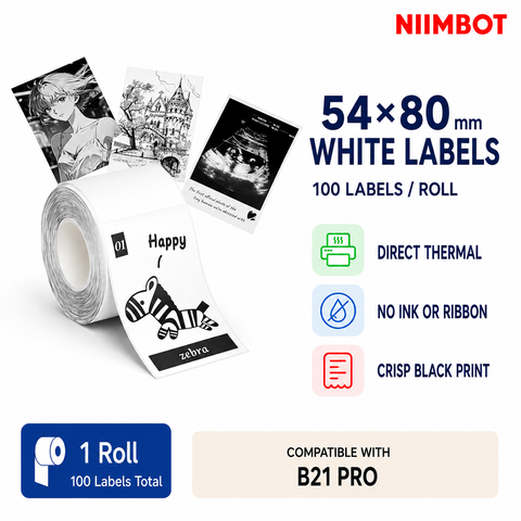 NIIMBOT Photo Papers Only for B1 Pro Label Makers, 54x80mm (2.13