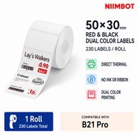 NIIMBOT Red&Black Labels, 50x30mm (1.97"x1.18"), Refill Sticker Papers Compatible with Pro Series Label Makers, Dual Color Printing Stickers Good Idea for Schools,Business,Price Tags,Baking