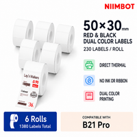 NIIMBOT Red&Black Labels, 50x30mm (1.97"x1.18"), Refill Sticker Papers Compatible with Pro Series Label Makers, Dual Color Printing Stickers Good Idea for Schools,Business,Price Tags,Baking