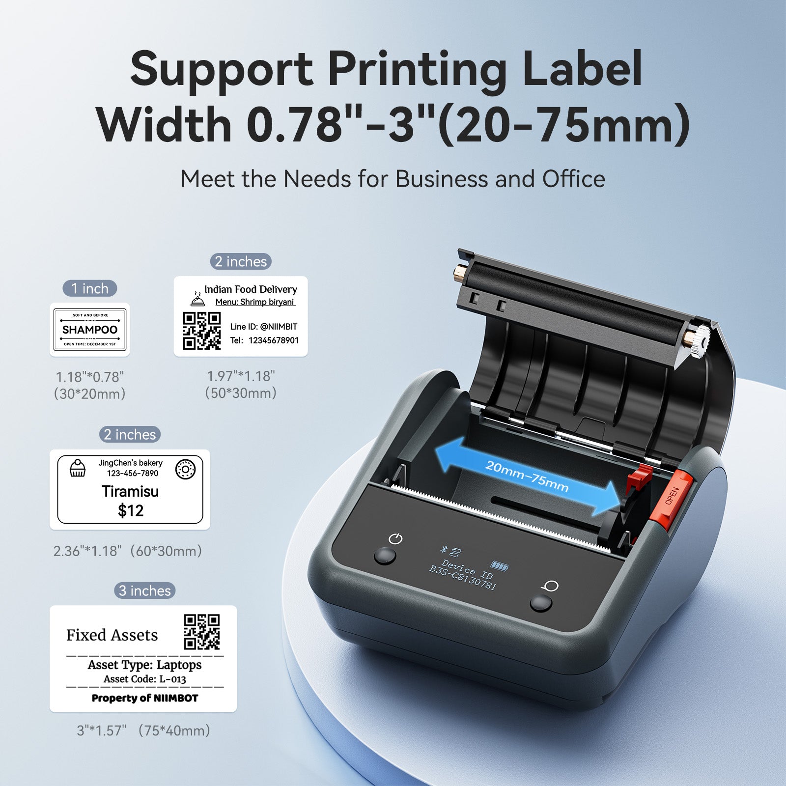 NIIMBOT Label Maker Machine, B3S Thermal Label Maker, Upgrade 3Inch Thermal Label Printer, Portable Label Maker with 1Pack 70x40mm Label, Bluetooth Label Makers for Clothing, Barcode & Small Business (Black)