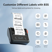 NIIMBOT Label Maker Machine, B3S Thermal Label Maker, Upgrade 3Inch Thermal Label Printer, Portable Label Maker with 1 Roll 70x40mm Label, Bluetooth Label Makers for Clothing, Barcode & Small Business (Black)