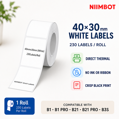 NIIMBOT 40×30 mm White Direct Thermal Labels for B Series