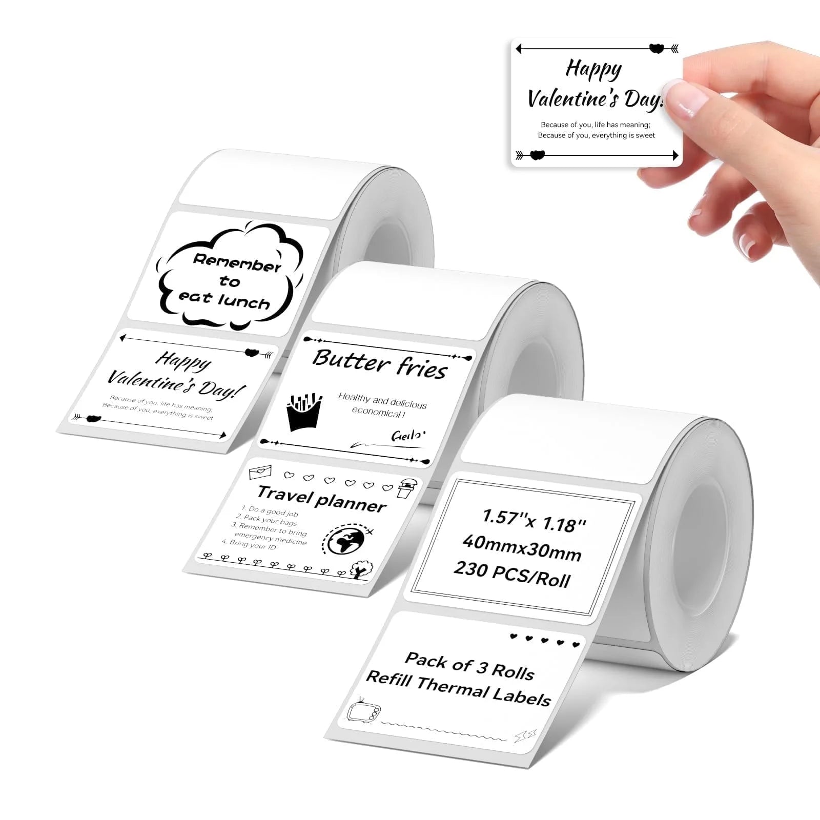NIIMBOT Labels for B1/B21/B31 Label Maker, 40 x 30 mm (1.57'' x 1.18'') 230 Tapes/Roll, Thermal Label Tape, Waterproof, Oil-Proof for Home Office Small Business Labeling Tape Replacement(White)
