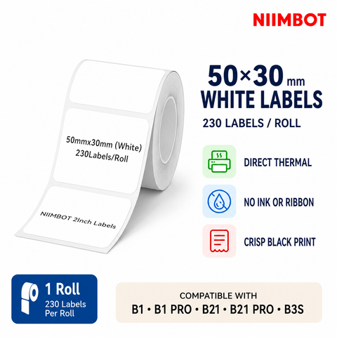 NIIMBOT 50×30 mm White Direct Thermal Labels for B Series