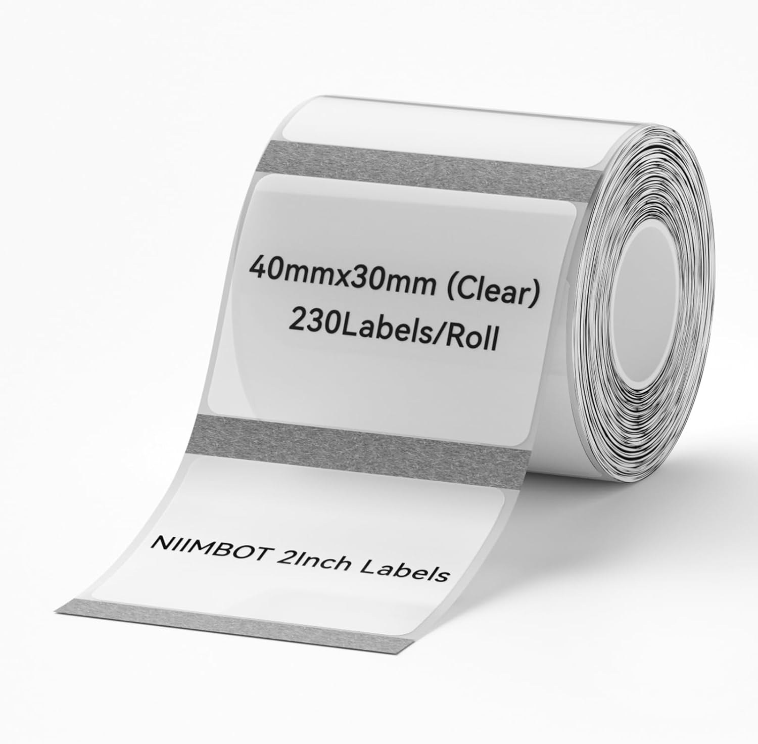 NIIMBOT Labels for B21/B21 Pro/B1/B3S/B31/B41 Label Maker, 40 x 30 mm (1.57'' x 1.18'') 230 Tapes/Roll, Thermal Label Tape, Waterproof, Oil-Proof for Home Office Small Business Labeling Tape Replacement(Clear)
