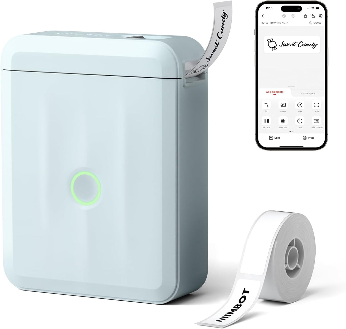 NIIMBOT D110 New Version Label Maker Machine with Tape, Handheld Bluetooth Label Printer, Mini Thermal Printer, Sticker Maker for Organizing Home Kitchen School