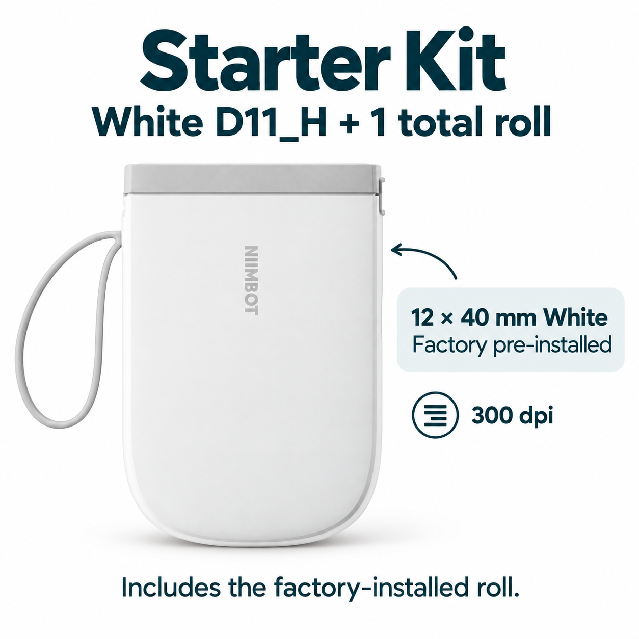 NIIMBOT D11_H 300 dpi Mini Labeling System — White