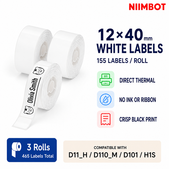 NIIMBOT 12 x 40 mm White Mini Labels