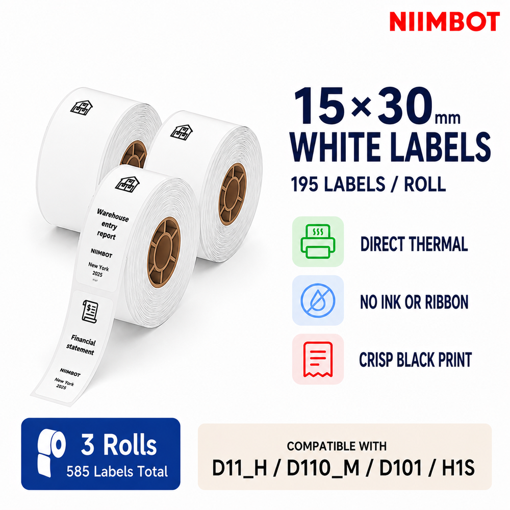 NIIMBOT 15 x 30 mm White Mini Labels
