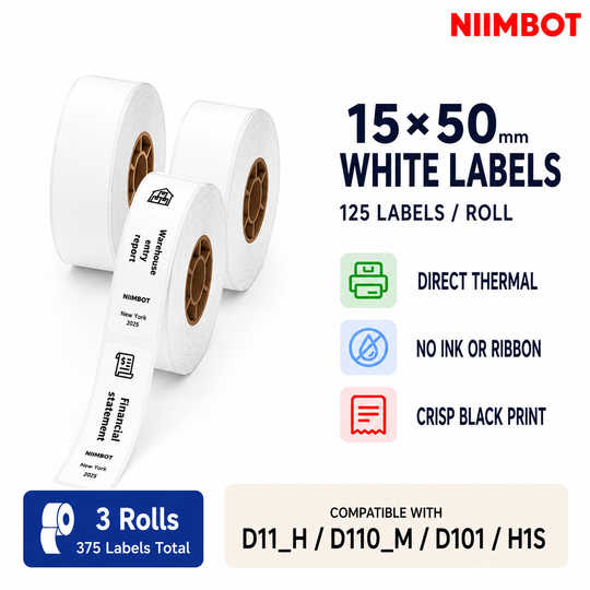 NIIMBOT 15 x 50 mm White Mini Labels
