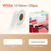 NIIMBOT Label Maker Tape for D11/D110/D101/H1S Label Maker, 15 x 50 mm (0.59"x1.97") for Home Office Labeling Tape Replacement, White