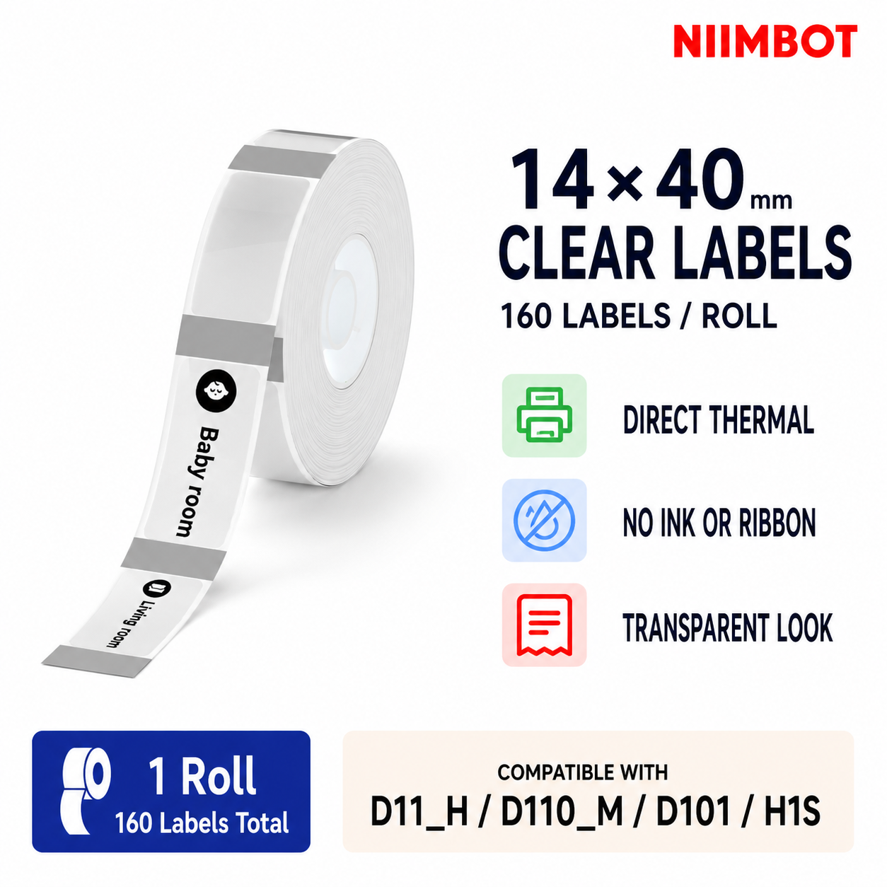NIIMBOT Label Maker Tape, 14 x 40 mm (0.55