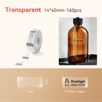 NIIMBOT Label Maker Tape, 14 x 40 mm (0.55"x1.57") Waterproof and Self-Adhesive Clear Labels for Printer-Suitable for D11/D101/D110 Label Tape Machine (Clear)