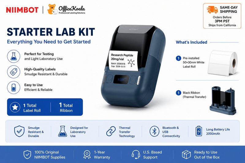 NIIMBOT White M2 Thermal Transfer Label Printer & Lab Kit