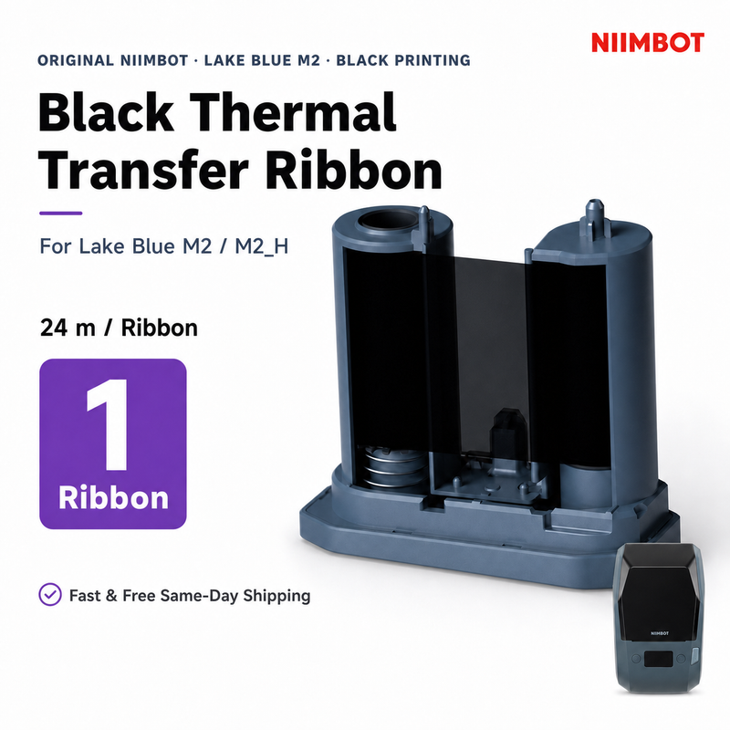NIIMBOT Lake Blue M2 Black Thermal Transfer Ribbon
