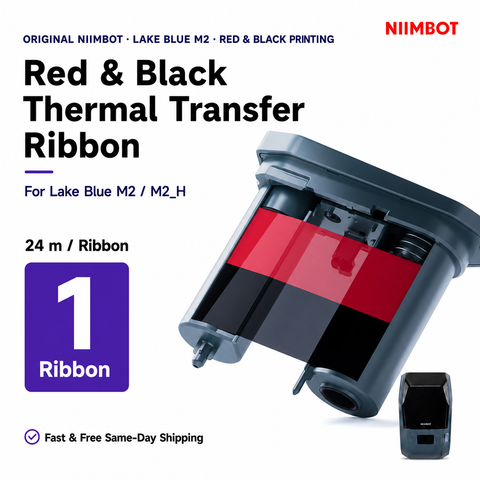 NIIMBOT Lake Blue M2 Red & Black Thermal Transfer Ribbon