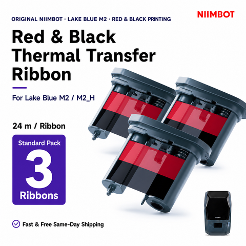 NIIMBOT Lake Blue M2 Red & Black Thermal Transfer Ribbon