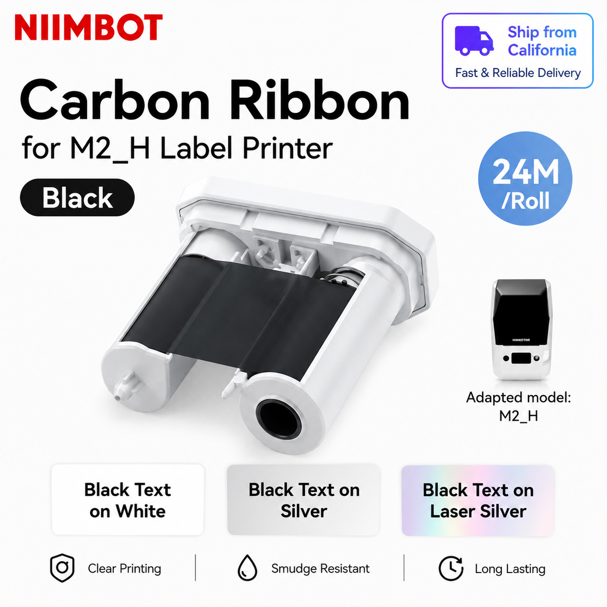 Black Thermal-Transfer Ribbon for Lake Blue M2_H