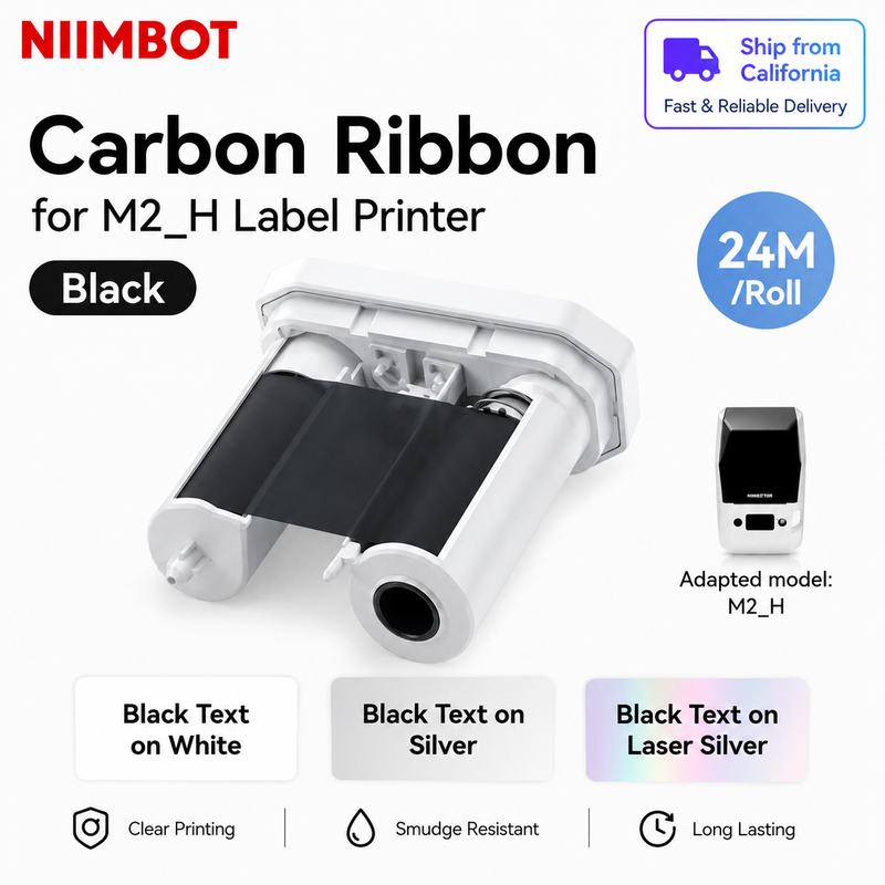 NIIMBOT Black Thermal-Transfer Ribbon for White M2_H, 24 m