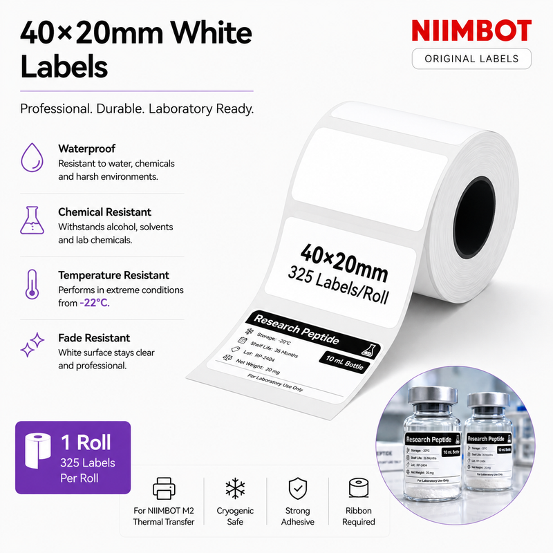 40×20 mm White Labels