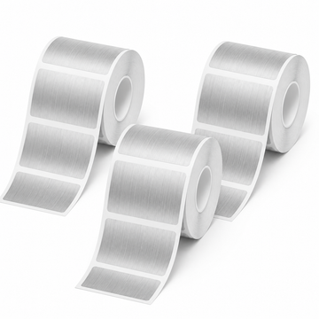 50 × 30 mm Brush Silver Labels