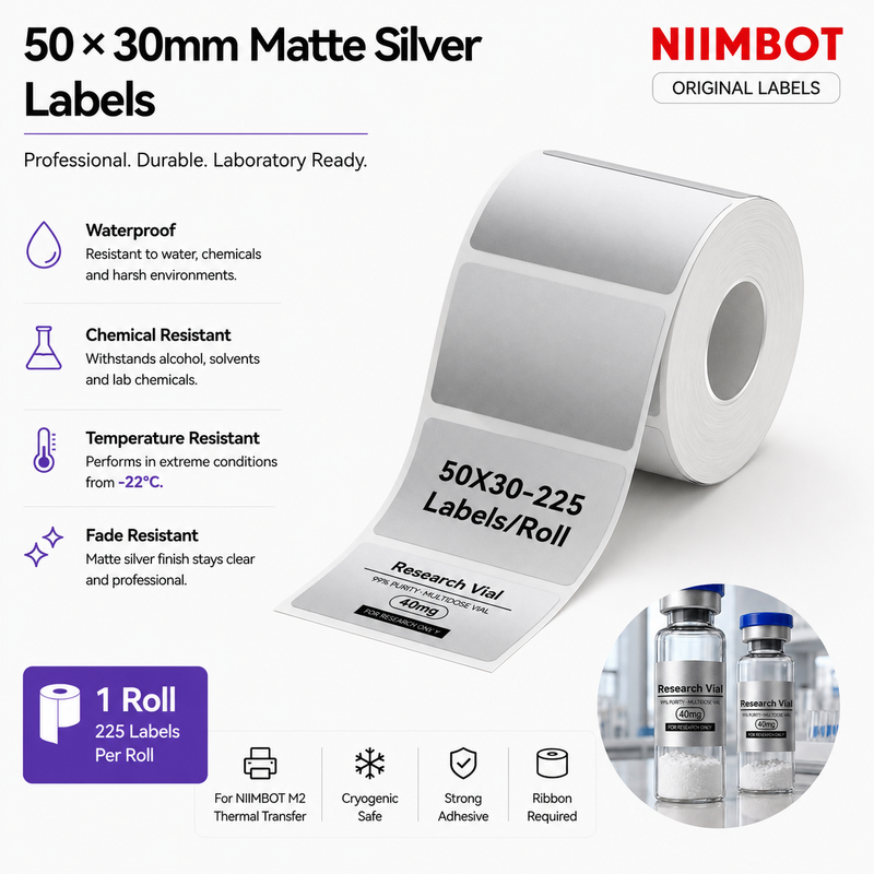 50×30 mm Matte Silver Labels