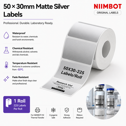 50×30 mm Matte Silver Labels