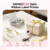 NIIMBOT N1 Label Maker with Tape, Portable Bluetooth Label Printer Support Color Ribbon Printing, Mini Sticker Labeler Rechargeable for Home Office Small Business Outdoor Storage (White)