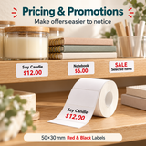 NIIMBOT 50×30 mm Red & Black Direct Thermal Labels – 230 Labels/Roll