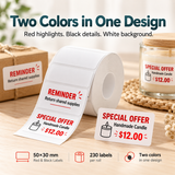 NIIMBOT 50×30 mm Red & Black Direct Thermal Labels – 230 Labels/Roll