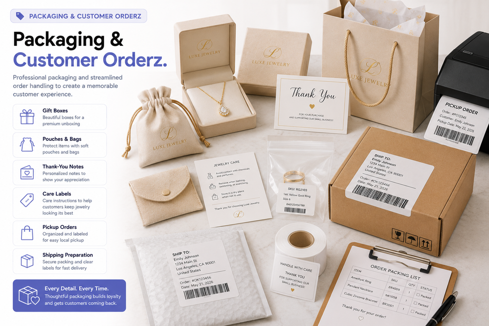 Jewelry gift box and packaging labels