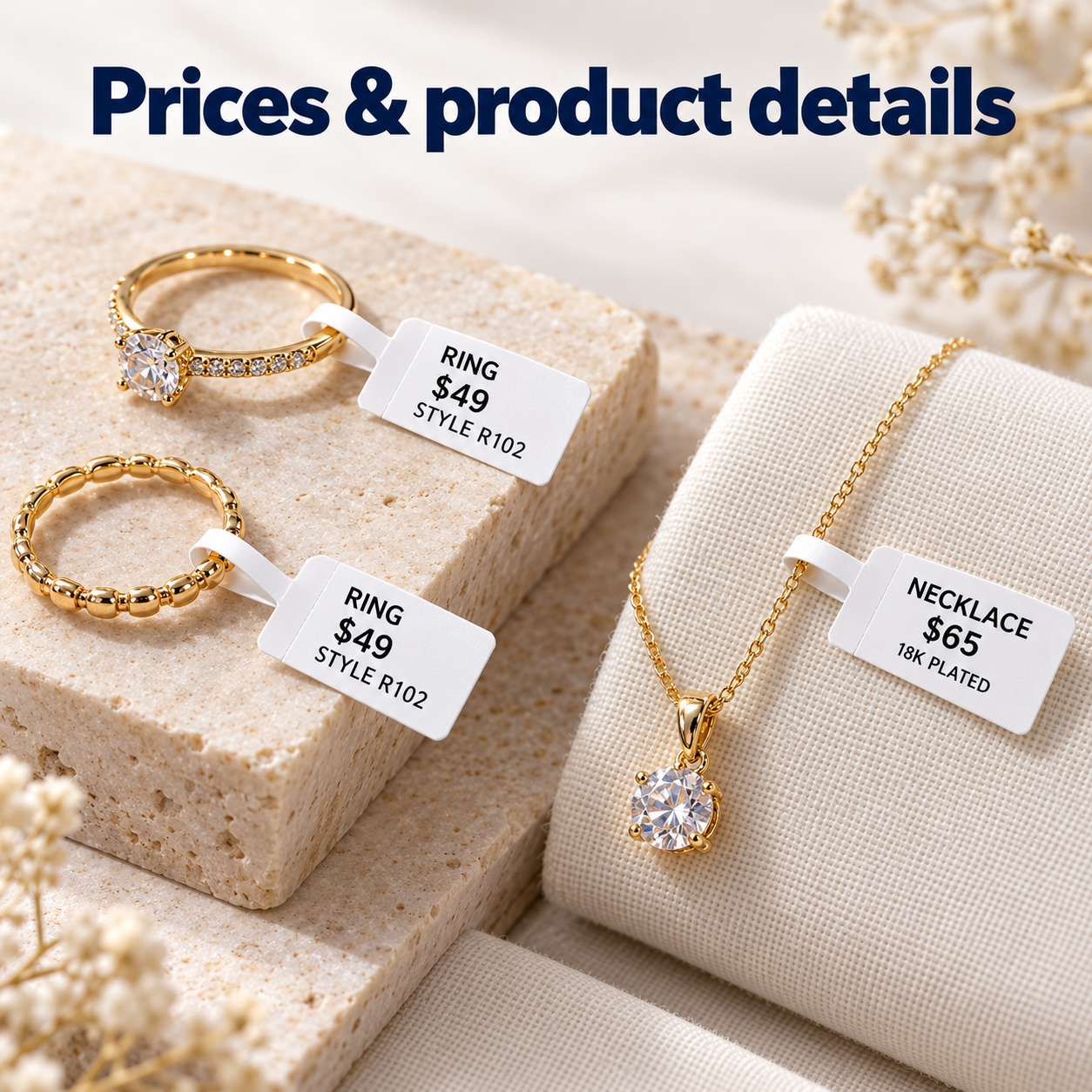 NIIMBOT 30×40+45 mm White Jewelry Labels, 90 Labels/Roll