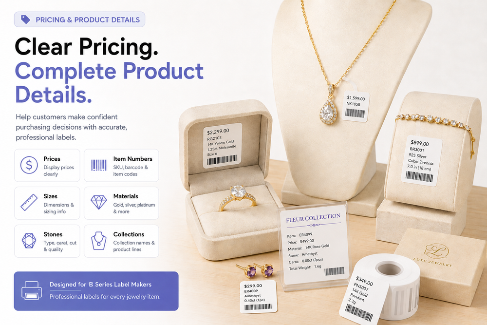 Jewelry price tag labeling
