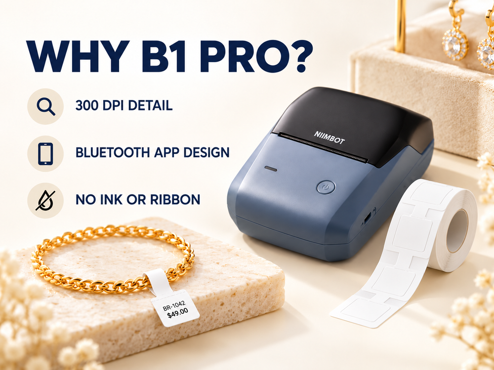 NIIMBOT B1 Pro for detailed jewelry label printing
