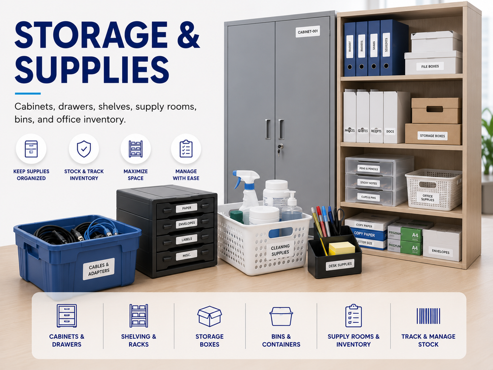 Office storage and supply labels