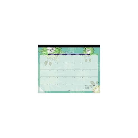 At-A-Glance Paper Flowers Academic Calendar Desk Pad - Julian Dates - Monthly - July 2020 till July 2021 - Dark Blue - Paper, Poly - 17" Height x 22" Width - 1 Each