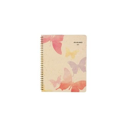 At-A-Glance Watercolors Monthly Planner - Julian Dates - Monthly - January 2021 till January 2022 - 1 Month Double Page Layout - 6 7/8" x 8 3/4" Sheet Size - Wire Bound - Pocket - 1 Each